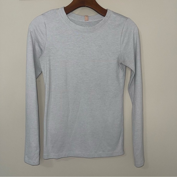 Lunya Restore Long Sleeve Tee S Light Gray Sleep Lounge - Picture 1 of 6